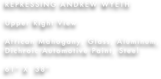 REPRESSING ANDREW WYETH

Upper Right View

African Mahogany, Glass, Aluminum, Dichroic Automotive Paint, Steel

61” X  38”
